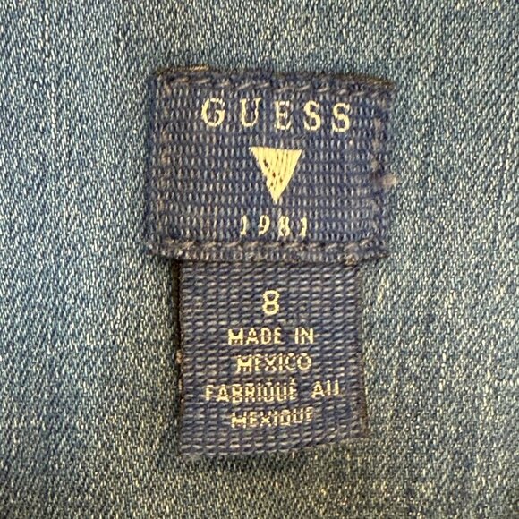 Guess Denim Jumpsuit Blue Front Zip Sleeveless Sexy Street Style Concerts Y2K - Picture 12 of 15